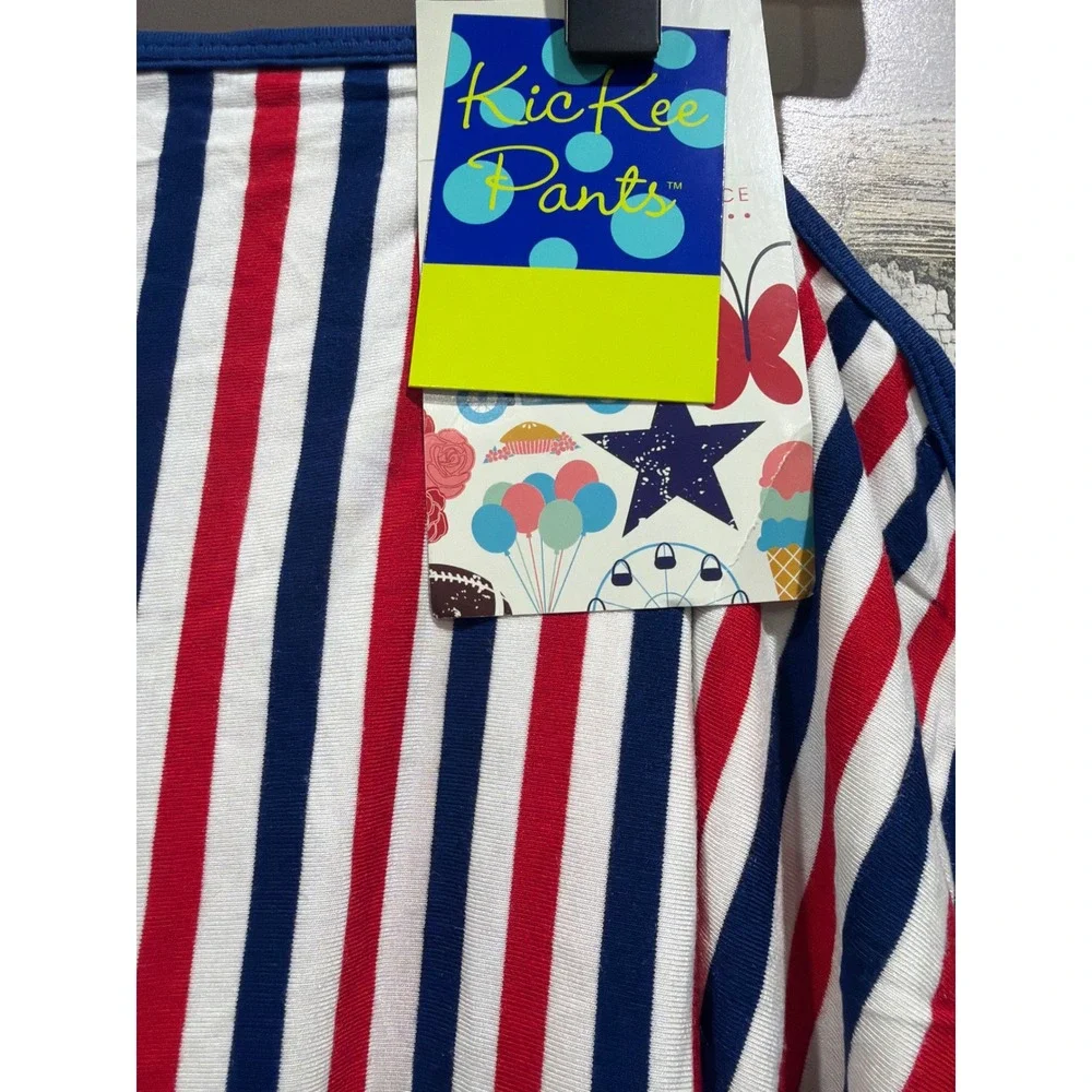 KicKee Pants Swaddle Blanket Baby Toddler Red White Blue Striped Bamboo Soft NWT